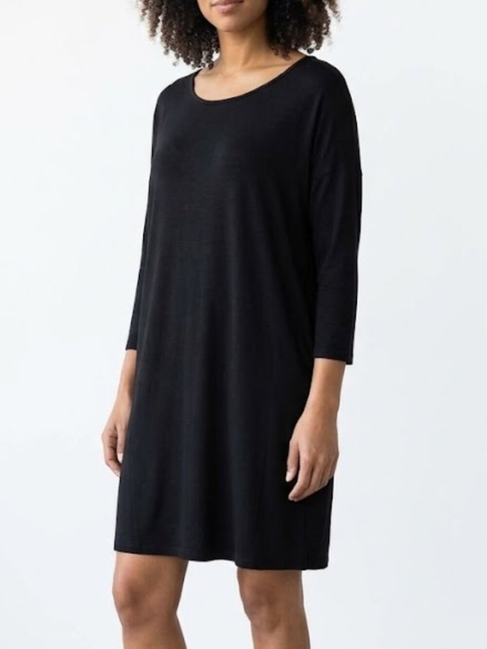 Zara Raglan Scoop Neck Shift Dress Large Black Minimalist NWOT Basic Cut Out